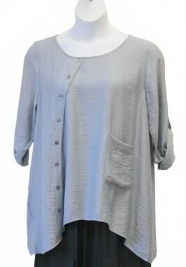 NEW CHALET ET CECI women's azalea silky woven top in pewter
